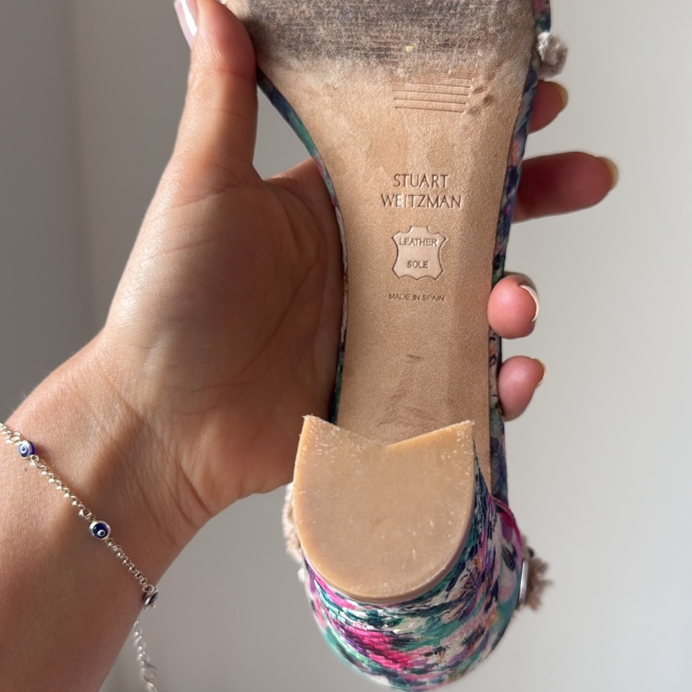 Stuart Weitzman Multi Floral City‎ Sandals Heels size 7.5 - Picture 13 of 15